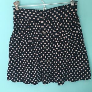 Forever 21 Navy blue and white poke-a-dot skirt